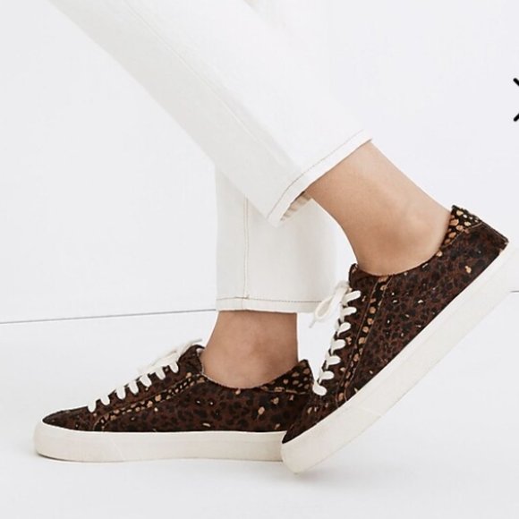Madewell Low Top Painted Leopard Colorblock Calf Hair Lace Up Sneakers - Picture 2 of 9